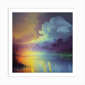 Night At The Lake Art Print