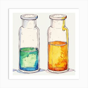 Watercolor Test Tubes Art Print