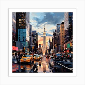 New York City At Dusk 1 Art Print