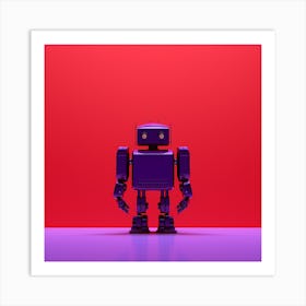 Robot On A Red Background Art Print