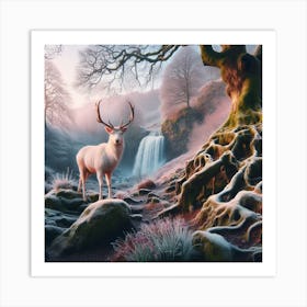 Deer In The Snow 2 Art Print