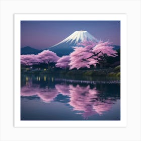 Cherry Blossoms On Mt Fuji Art Print