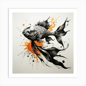 Default One K Fish In Calligraphy Style Splash Effects Ink Blo 0 Art Print