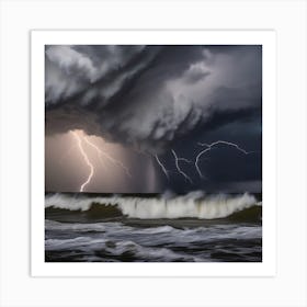 Lightning Over The Ocean 4 Art Print