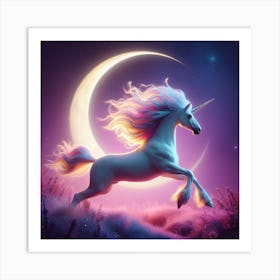 Unicorn In The Moonlight Art Print