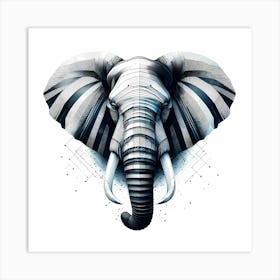 Elephant Head - Abstract Line Art Illustration 157 Art Print