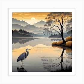 Heron At The Lake Art Print