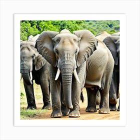 Herd Of Elephants Art Print