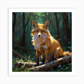 Fox In The Forest Art Print