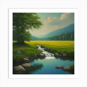 Stream In The Meadow Art Print