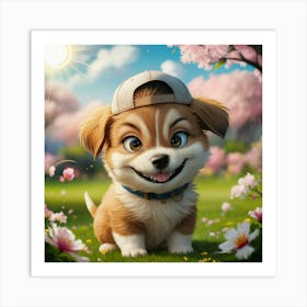 Cute Puppy Boy Anime Art Print