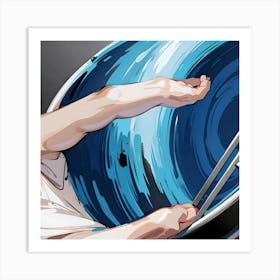 Man Playing A Drum Art Print