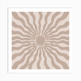 Sun Rays Beige Square Art Print