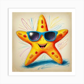 Starfish In Sunglasses 1 Art Print