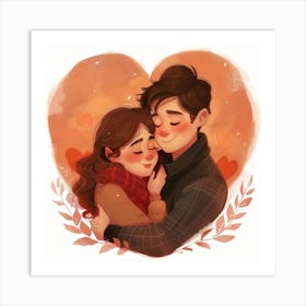 Couple Hugging Art Print