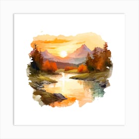 Watercolor Landscape Painting 9 Art Print