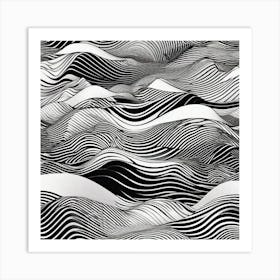 Waves In Black And White Art Print