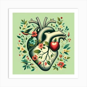 Heart With Flowers Art Print
