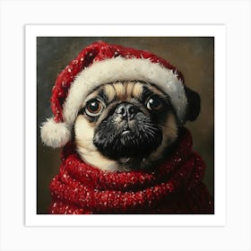 Christmas Pug 3 Art Print