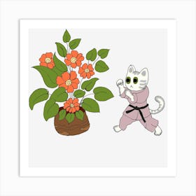 Karate Cat Art Print