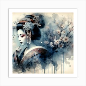 Japan Traditional Geisha Illustration By Ad 175 Art Print