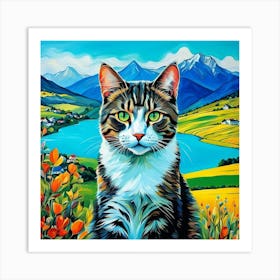 Cat In The Mountains 1 Art Print