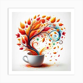 Autumn Leaves In A Cup Art Print