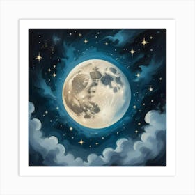 Moon And The Stars Art Print 1 Art Print