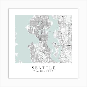Seattle Washington Street Map Minimal Color Square Art Print