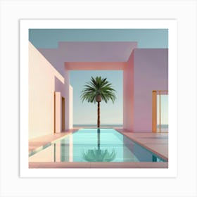 Pool and Palm Tree Art Print