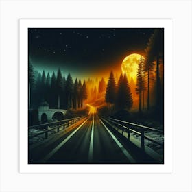 Road At Night Stock Videos & Royalty-Free Footage Art Print