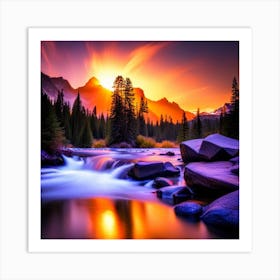 Sunset In The Mountains Art Print