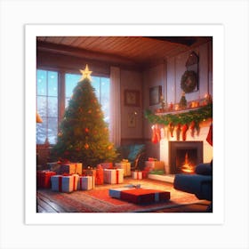 Christmas Tree In The Living Room 128 Art Print