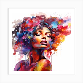 Portrait Of A Woman With Colorful Hair 1 Art Print