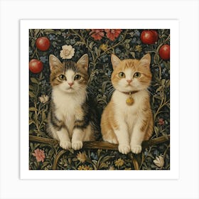 Two Kittens In An Apple Tree Art Art Print