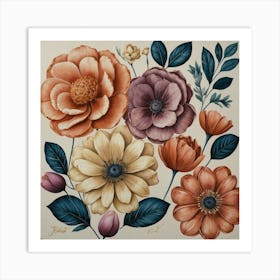 Blooms Canvas Wall Decor 2 Art Print