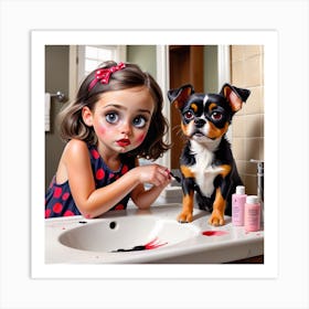 Little Girl With Dog Art Print
