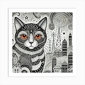 Jetset Paws City Cat Art Print