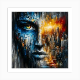 Abstract Face Of The City – The Fusion of Humanity and Architecture Poster