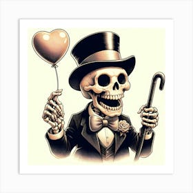 Skeleton In Top Hat 11 Art Print