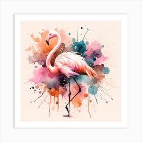 Flamingo Watercolor Painting Art Print