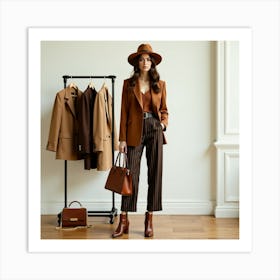 Woman In A Brown Coat 2 Poster