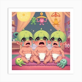 Crying Alien Babies Art Print