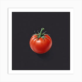 Tomato On Black Background 1 Art Print