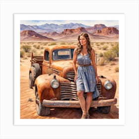 Girl And A Truck Art Print