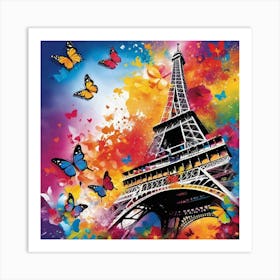 Paris With Butterflies 99 Art Print