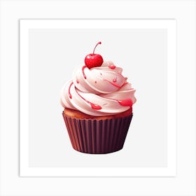 Cupcake With Cherry 24 Art Print