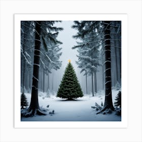 Christmas Tree In The Forest 94 Art Print