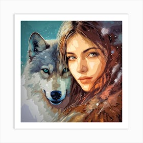 Girl and Wolf: A Spiritual Journey Art Print