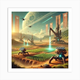 A Futuristic Scene Focusing On Terraforming Technology On Mars Art Print